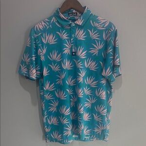 Bad Birdie Palm Print Men’s Polo size M